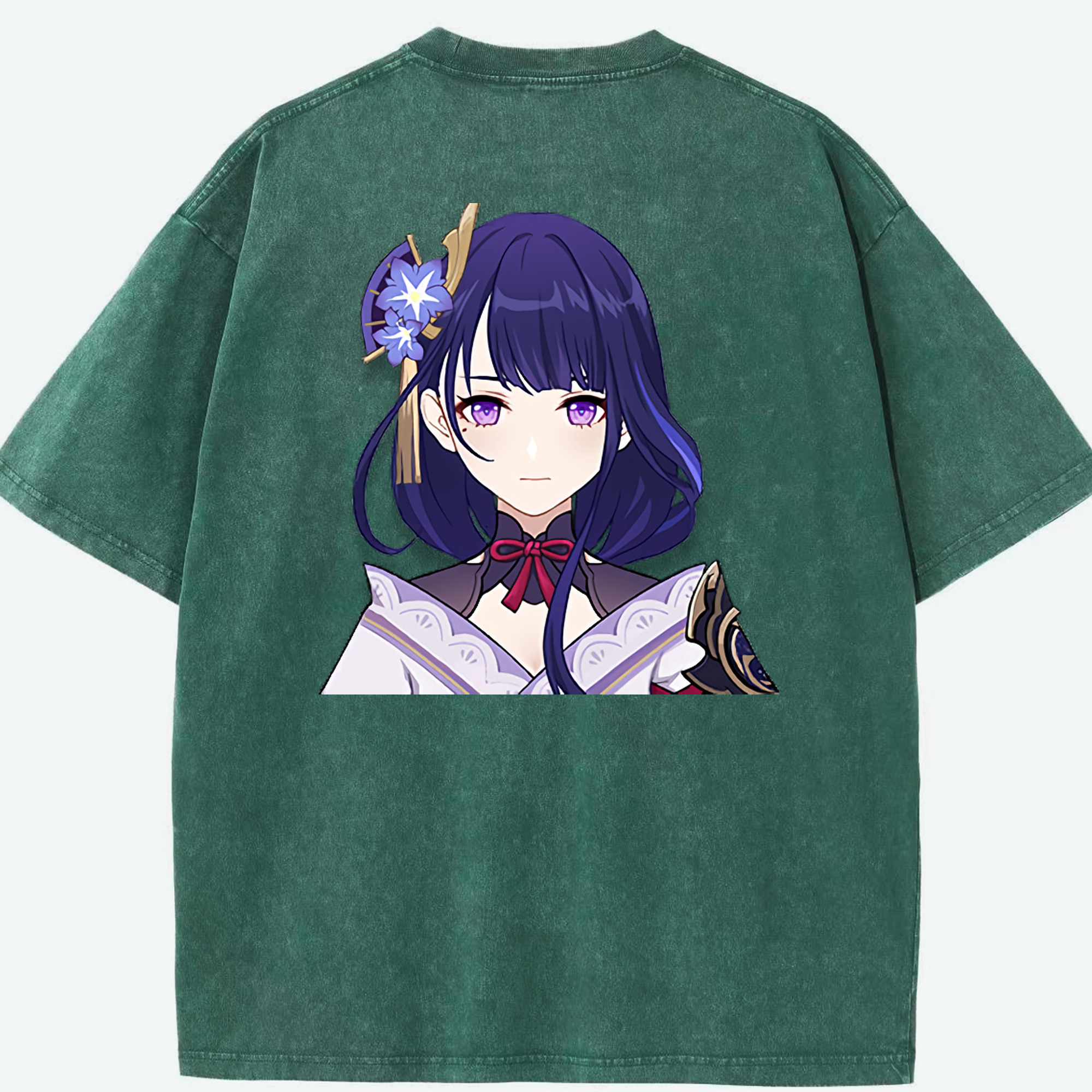 げんし神 雷電将軍 らいでんしょうぐん genshin Raiden Shogun 綿100% ヴィンテージ風 半袖Tシャツ（背面プリント）